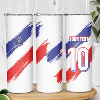 Custom France Foorball Skinny Tumbler Les Bleus Tricolor Brush Style - Wonder Print Shop