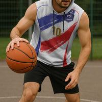 Custom France Foorball Sleeveless Hoodie Les Bleus Tricolor Brush Style - Wonder Print Shop