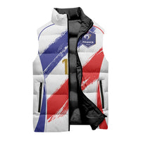 Custom France Foorball Sleeveless Puffer Jacket Les Bleus Tricolor Brush Style - Wonder Print Shop