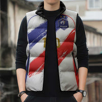 Custom France Foorball Sleeveless Puffer Jacket Les Bleus Tricolor Brush Style - Wonder Print Shop