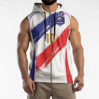 Custom France Foorball Sleeveless Zip Hoodie Les Bleus Tricolor Brush Style - Wonder Print Shop