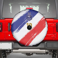 Custom France Foorball Spare Tire Cover Les Bleus Tricolor Brush Style - Wonder Print Shop