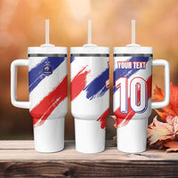 Custom France Foorball Tumbler With Handle Les Bleus Tricolor Brush Style - Wonder Print Shop