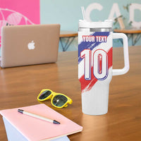 Custom France Foorball Tumbler With Handle Les Bleus Tricolor Brush Style - Wonder Print Shop