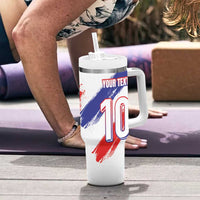 Custom France Foorball Tumbler With Handle Les Bleus Tricolor Brush Style - Wonder Print Shop