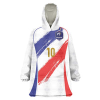 Custom France Foorball Wearable Blanket Hoodie Les Bleus Tricolor Brush Style - Wonder Print Shop