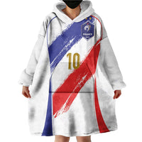 Custom France Foorball Wearable Blanket Hoodie Les Bleus Tricolor Brush Style - Wonder Print Shop