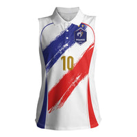 Custom France Foorball Women Sleeveless Polo Shirt Les Bleus Tricolor Brush Style - Wonder Print Shop
