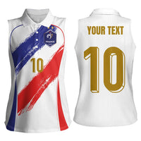 Custom France Foorball Women Sleeveless Polo Shirt Les Bleus Tricolor Brush Style - Wonder Print Shop