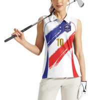 Custom France Foorball Women Sleeveless Polo Shirt Les Bleus Tricolor Brush Style - Wonder Print Shop