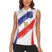 Custom France Foorball Women Sleeveless Polo Shirt Les Bleus Tricolor Brush Style - Wonder Print Shop