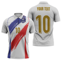 Custom France Foorball Zipper Polo Shirt Les Bleus Tricolor Brush Style - Wonder Print Shop
