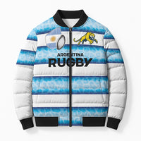 Argentina Rugby Custom Bomber Puffer Jacket Pumas Stripes Style