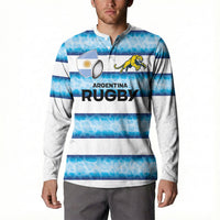 Argentina Rugby Custom Button Sweatshirt Pumas Stripes Style