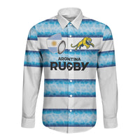 Argentina Rugby Custom Long Sleeve Button Shirt Pumas Stripes Style
