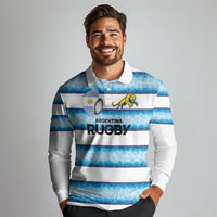 Argentina Rugby Custom Long Sleeve Polo Shirt Pumas Stripes Style