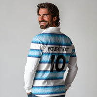 Argentina Rugby Custom Long Sleeve Polo Shirt Pumas Stripes Style