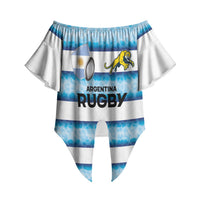 Argentina Rugby Custom Off Shoulder Wrap Waist Top Pumas Stripes Style