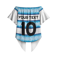 Argentina Rugby Custom Off Shoulder Wrap Waist Top Pumas Stripes Style