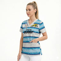 Argentina Rugby Custom Scrub Top Pumas Stripes Style