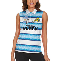 Argentina Rugby Custom Women Sleeveless Polo Shirt Pumas Stripes Style