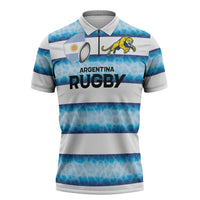 Argentina Rugby Custom Zipper Polo Shirt Pumas Stripes Style