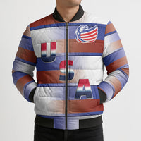 America Rugby Custom Bomber Puffer Jacket USA Falcons Stripes Style