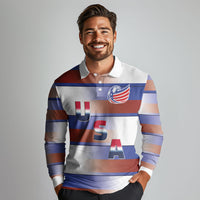 America Rugby Custom Long Sleeve Polo Shirt USA Falcons Stripes Style