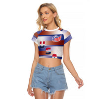 America Rugby Custom Raglan Cropped T Shirt USA Falcons Stripes Style