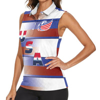 America Rugby Custom Women Sleeveless Polo Shirt USA Falcons Stripes Style