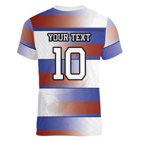 America Rugby Custom Women V-Neck T-Shirt USA Falcons Stripes Style