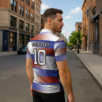 America Rugby Custom Zipper Polo Shirt USA Falcons Stripes Style