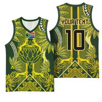 South Africa Rugby Custom Basketball Jersey Springbok with King Protea Inspired by African Heritage