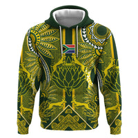 South Africa Rugby Custom Hoodie Springbok with King Protea Inspired by African Heritage