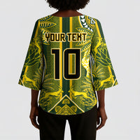 South Africa Rugby Custom Kimono Sleeve Blouse Springbok with King Protea Inspired by African Heritage