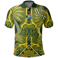 South Africa Rugby Custom Polo Shirt Springbok with King Protea Inspired by African Heritage