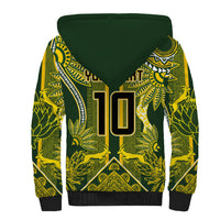South Africa Rugby Custom Sherpa Hoodie Springbok with King Protea Inspired by African Heritage
