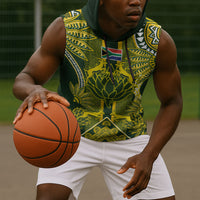 South Africa Rugby Custom Sleeveless Hoodie Springbok with King Protea Inspired by African Heritage
