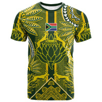 South Africa Rugby Custom T shirt Springbok with King Protea Inspired by African Heritage