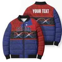 Personalised Samoan DNA-Proud of Samoa Bomber Puffer Jacket Polynesian Patterns - Wonder Print Shop