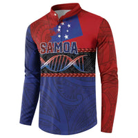 Personalised Samoan DNA-Proud of Samoa Button Sweatshirt Polynesian Patterns - Wonder Print Shop