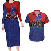 Personalised Samoan DNA-Proud of Samoa Couples Matching Long Sleeve Bodycon Dress and Hawaiian Shirt Polynesian Patterns - Wonder Print Shop