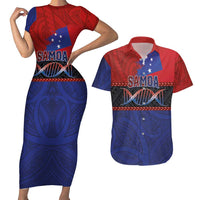 Personalised Samoan DNA-Proud of Samoa Couples Matching Short Sleeve Bodycon Dress and Hawaiian Shirt Polynesian Patterns - Wonder Print Shop