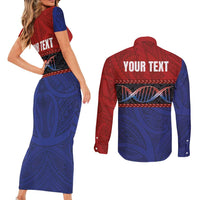 Personalised Samoan DNA-Proud of Samoa Couples Matching Short Sleeve Bodycon Dress and Long Sleeve Button Shirt Polynesian Patterns - Wonder Print Shop