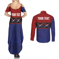 Personalised Samoan DNA-Proud of Samoa Couples Matching Summer Maxi Dress and Long Sleeve Button Shirt Polynesian Patterns - Wonder Print Shop