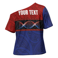 Personalised Samoan DNA-Proud of Samoa Cross Shoulder Shirt Polynesian Patterns - Wonder Print Shop