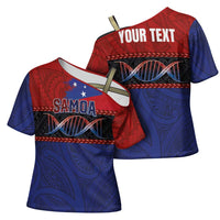 Personalised Samoan DNA-Proud of Samoa Cross Shoulder Shirt Polynesian Patterns - Wonder Print Shop