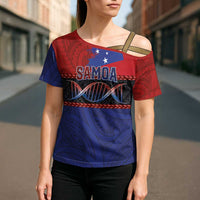 Personalised Samoan DNA-Proud of Samoa Cross Shoulder Shirt Polynesian Patterns - Wonder Print Shop
