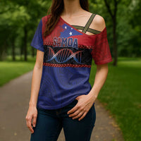 Personalised Samoan DNA-Proud of Samoa Cross Shoulder Shirt Polynesian Patterns - Wonder Print Shop