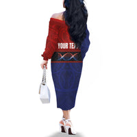 Personalised Samoan DNA-Proud of Samoa Family Matching Off The Shoulder Long Sleeve Dress and Hawaiian Shirt Polynesian Patterns - Wonder Print Shop